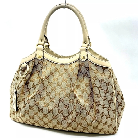Authentic Gucci GG Canvas White Sukey Tote Bag W/ Gucci dustbag/care card-GUC - Picture 4 of 16